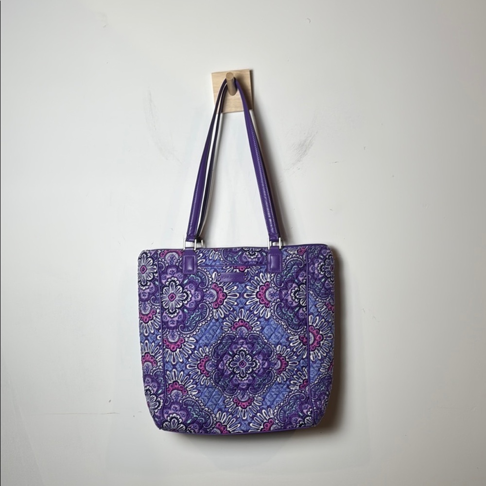 Vera Bradley Crosstown Tote Shoulder Bag Purple Lilac Tapestry Retired Pattern